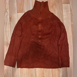 Slouchy Loose Half-Zipper  V-neck Pullover Sweater